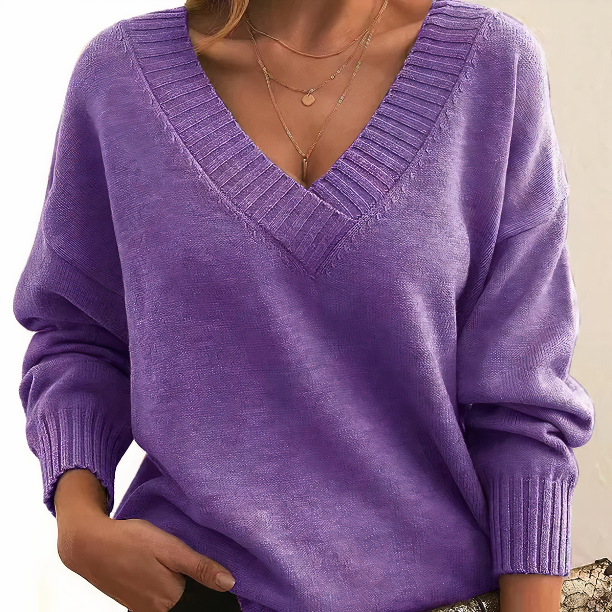 Eleanor V-Neck Knit Sweater
