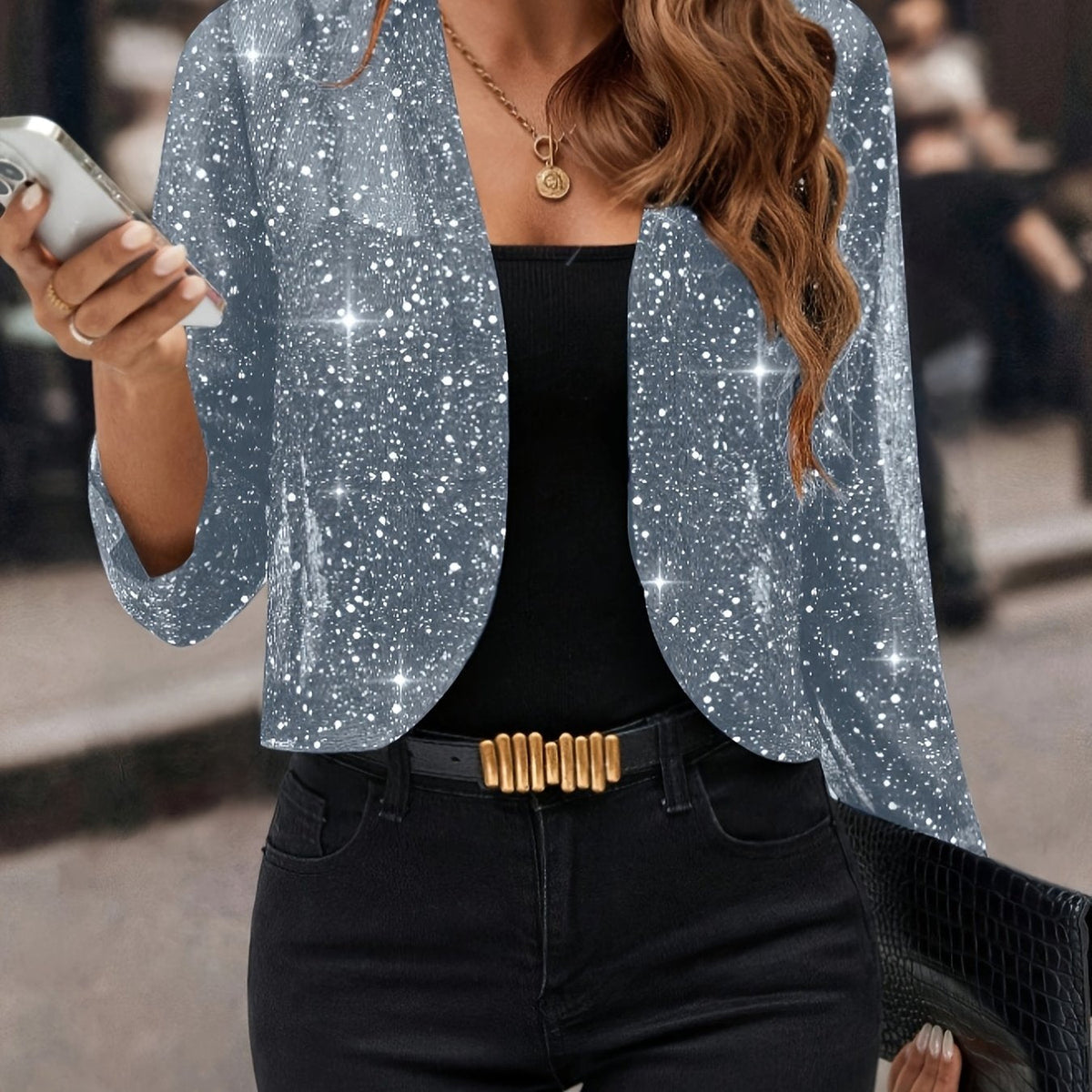 Mabel Shimmer Cropped Jacket