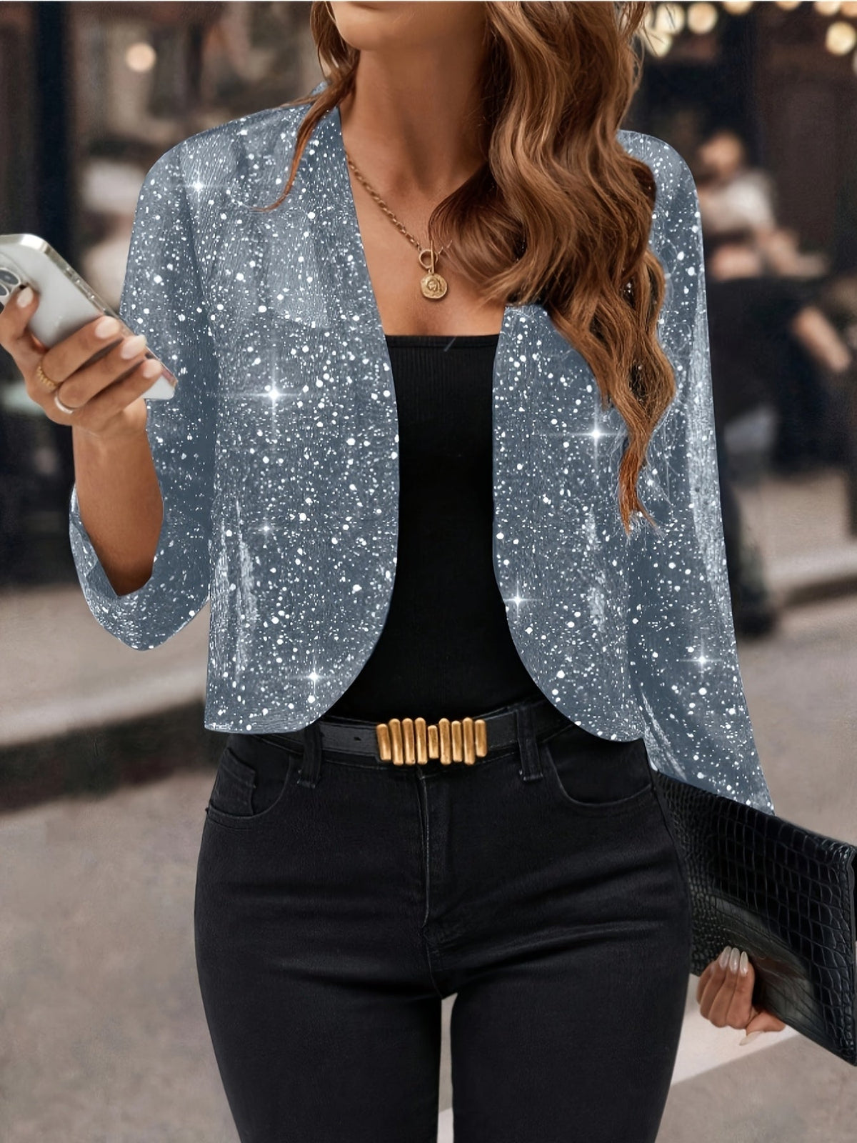 Mabel Shimmer Cropped Jacket