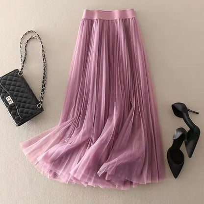 Edith Pleated Mesh Skirt