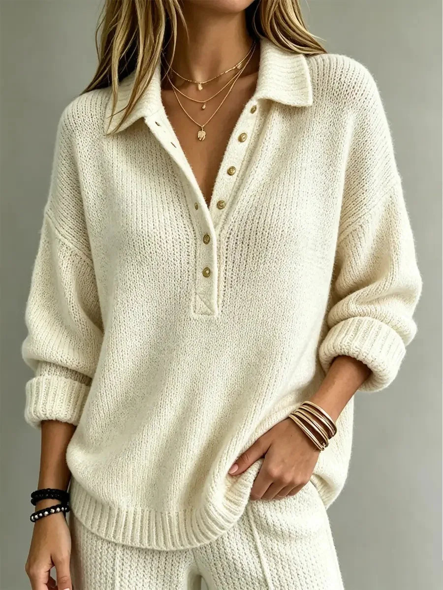 Calista Button Collar Polo