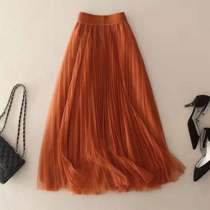 Edith Pleated Mesh Skirt
