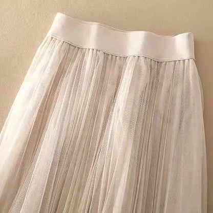 Edith Pleated Mesh Skirt