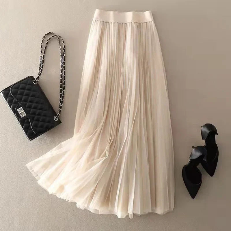 Edith Pleated Mesh Skirt