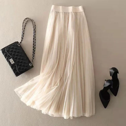 Edith Pleated Mesh Skirt