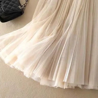 Edith Pleated Mesh Skirt