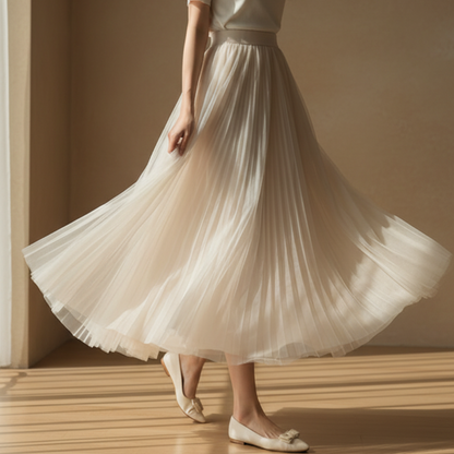 Edith Pleated Mesh Skirt