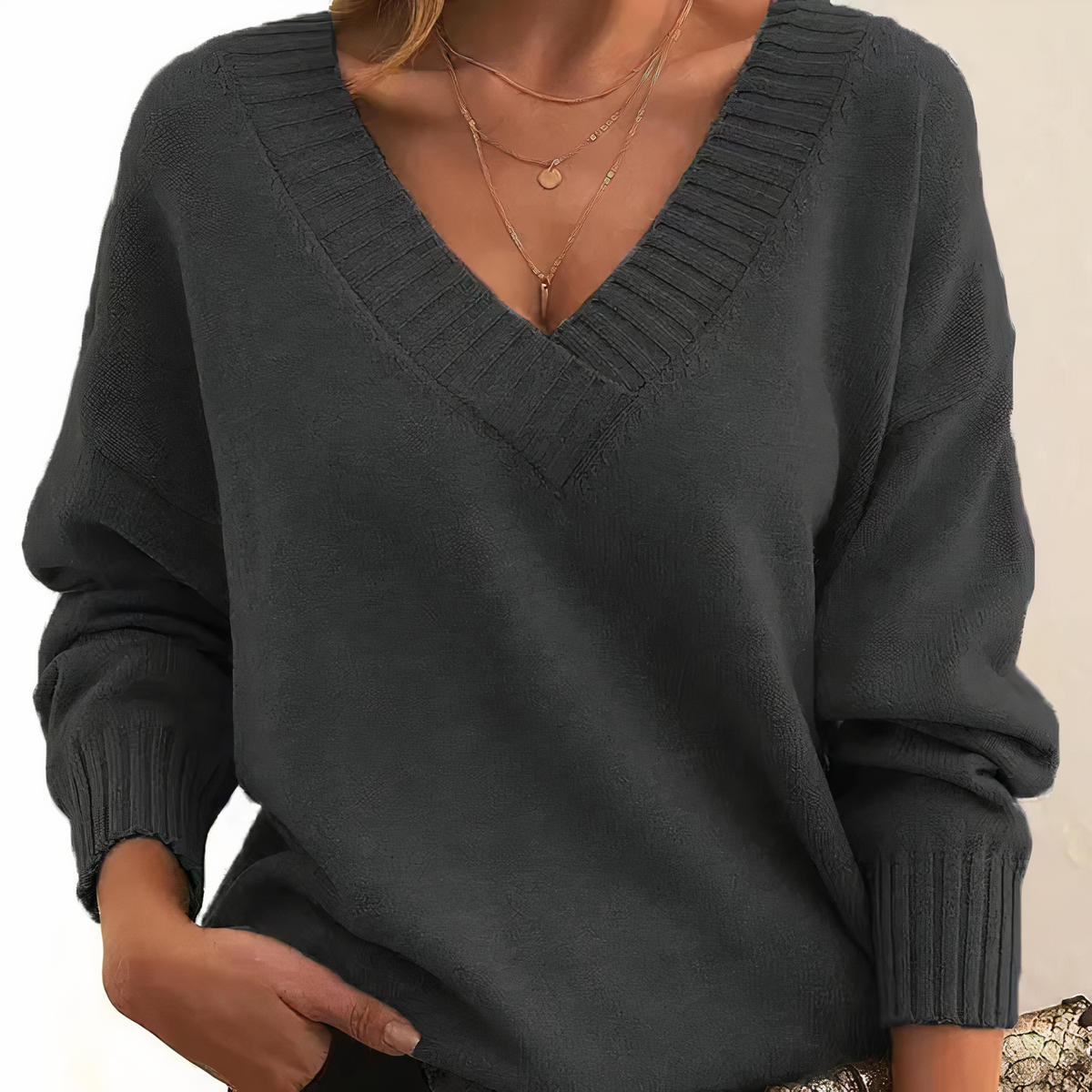 Eleanor V-Neck Knit Sweater