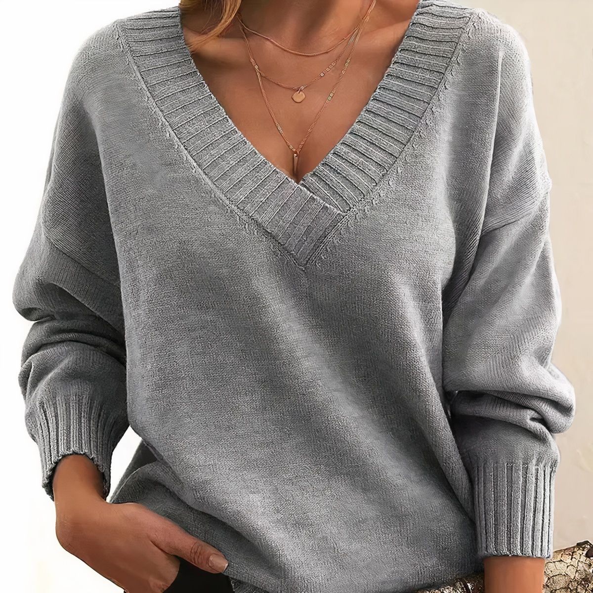 Eleanor V-Neck Knit Sweater