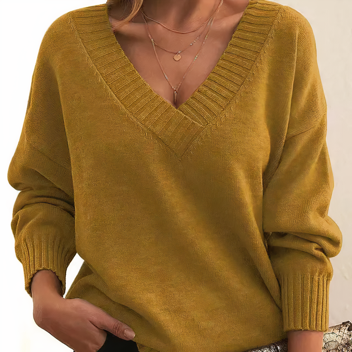 Eleanor V-Neck Knit Sweater