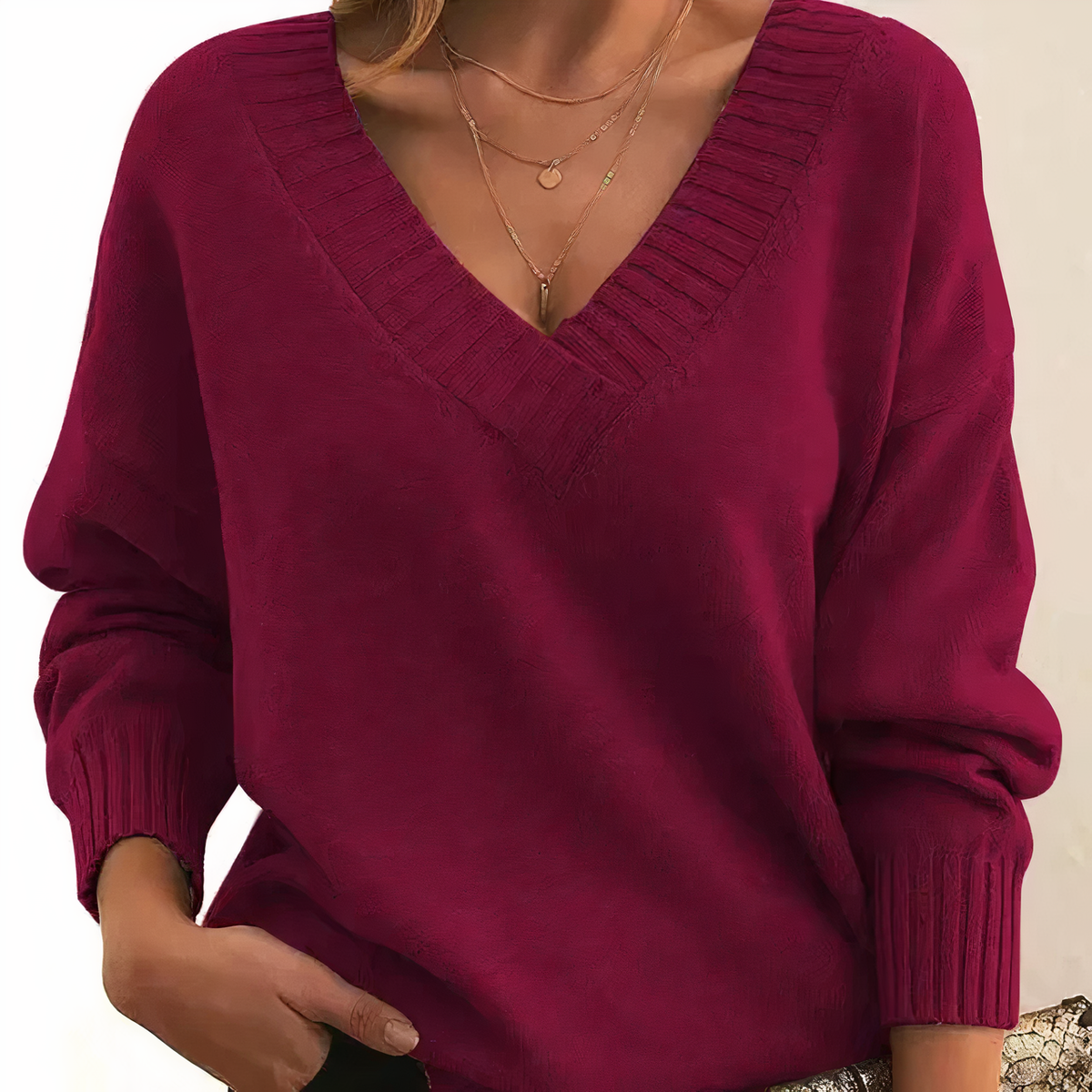 Eleanor V-Neck Knit Sweater