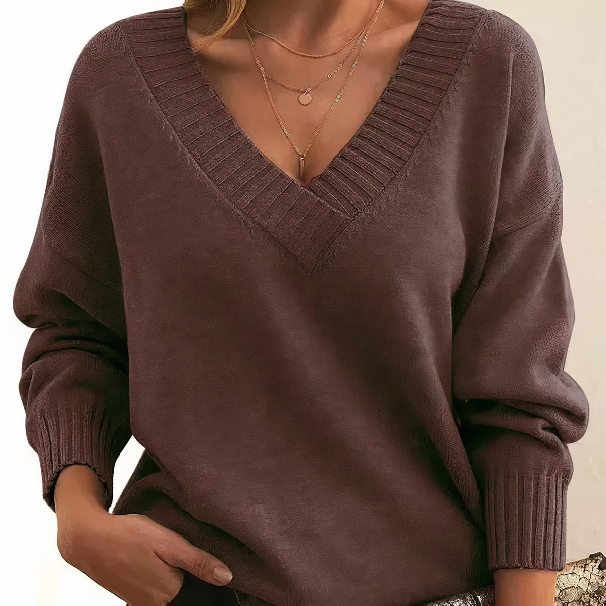 Eleanor V-Neck Knit Sweater