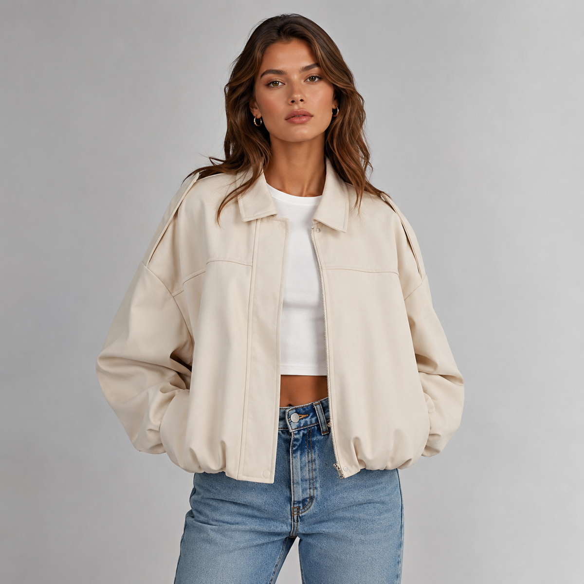 Kendra Fold Collar Bomber