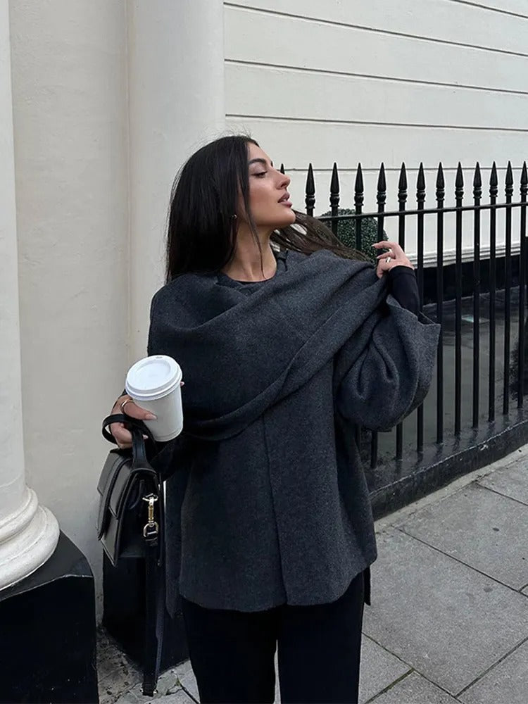 Petra Asymmetrical Hem Poncho